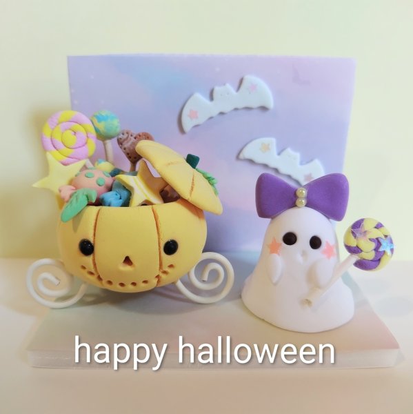 画像1: 追加日あり⭐︎2回レッスン【ハロウィン作品作り♪〜お菓子いっぱいかぼちゃポット＆おばけちゃんか猫ちゃん〜】対象:小学生 (1)